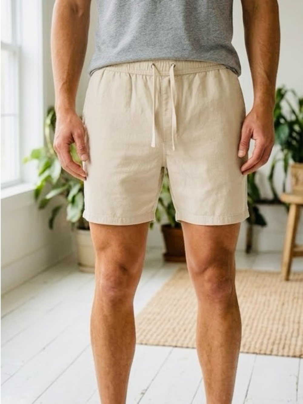 Levi Strauss Men’s 100% Cotton Neutral Beige Drawstring Shorts Size XL